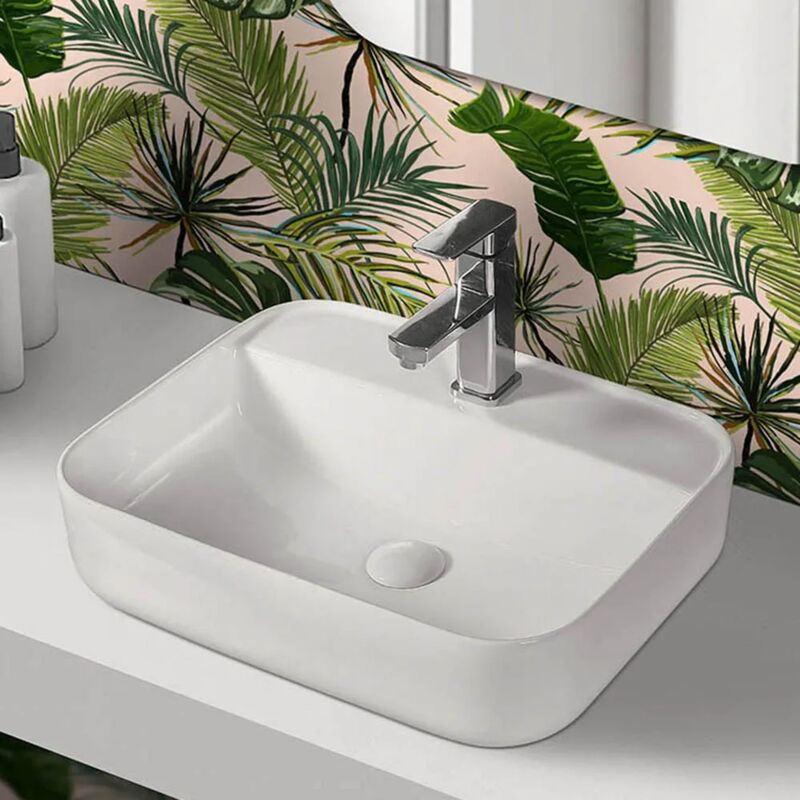 foto del prodotto inbagno lavandino da appoggio 50x39 cm in ceramica lucida con angoli tondi