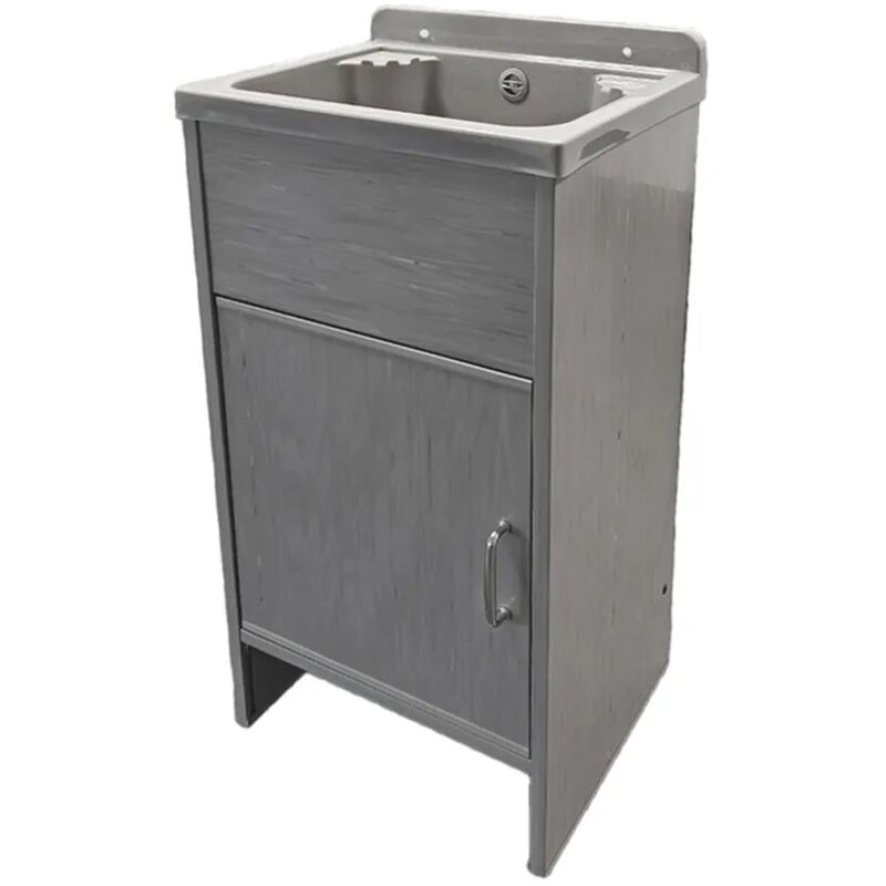foto del prodotto inbagno lavatoio salvaspazio 42x34 cm in plastica grigia con vasca e scarico