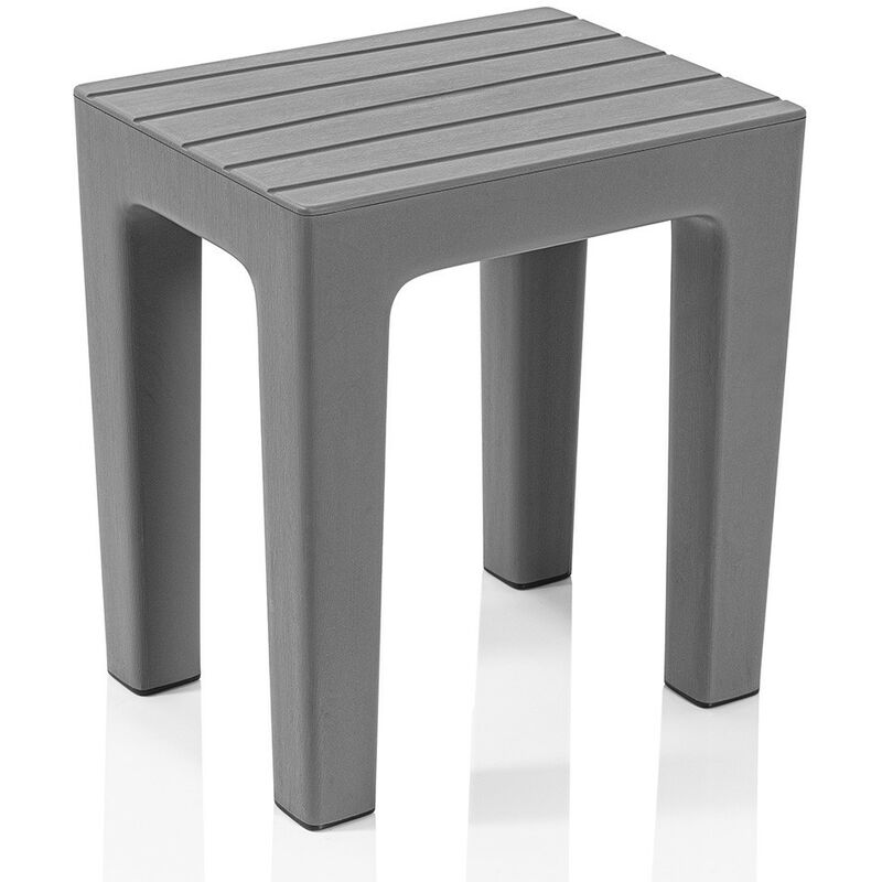 foto del prodotto inbagno lello lo sgabello multiuso ad alta resistenza grigio con effetto legno