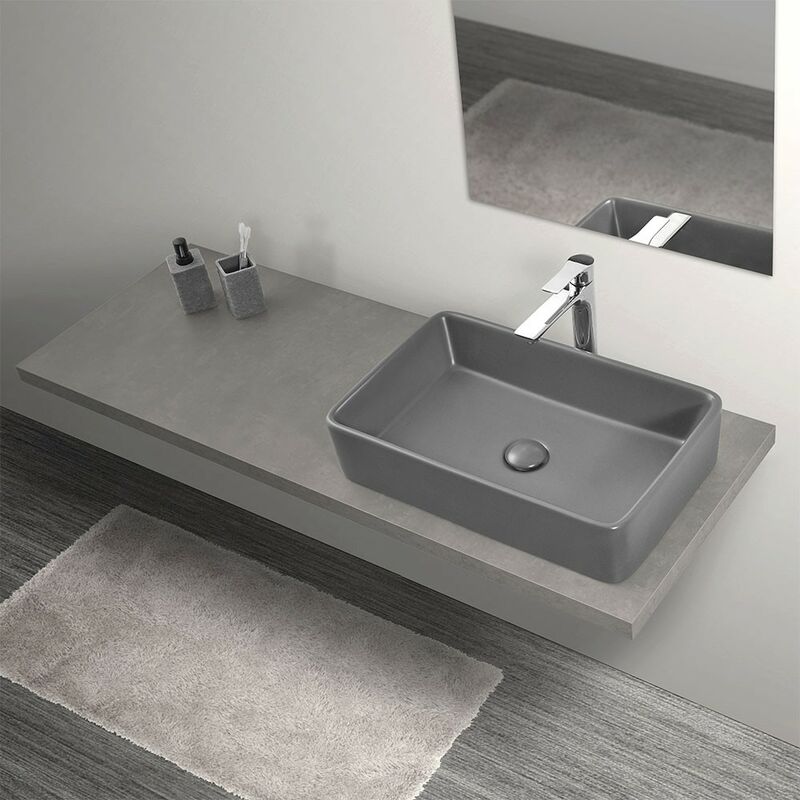 foto del prodotto inbagno mensolone sospeso 140 cm per lavabi da appoggio grigio cemento industrial serie master