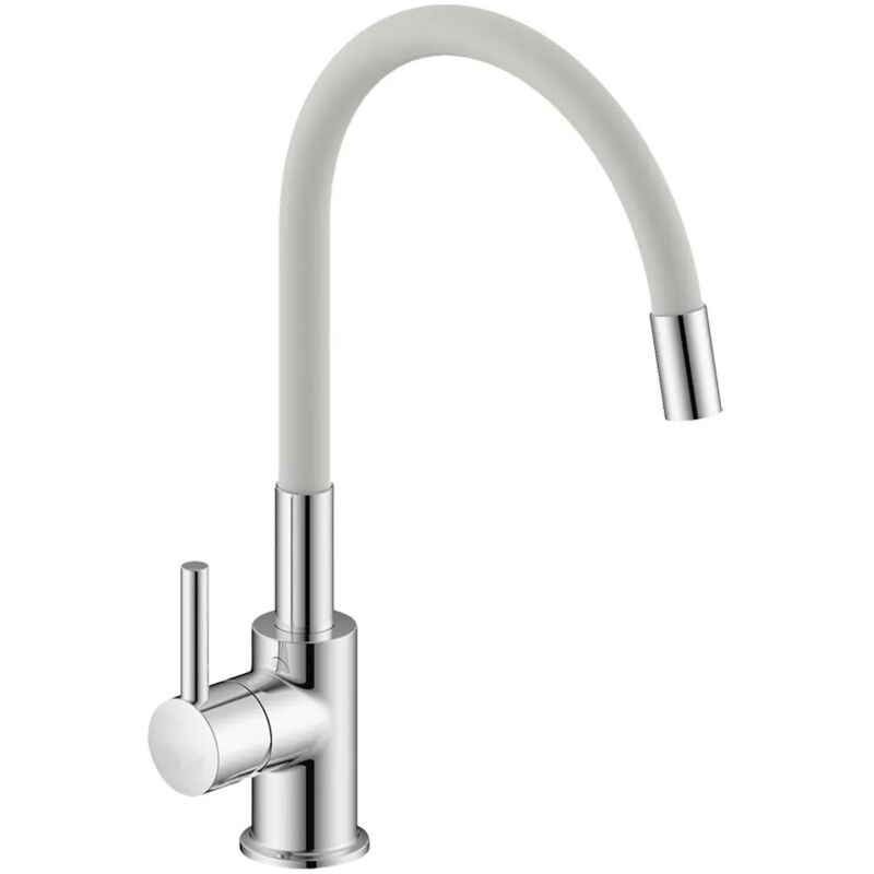 foto del prodotto inbagno miscelatore cucina lavello e lavanderia bianco canna alta orientabile snodata snake