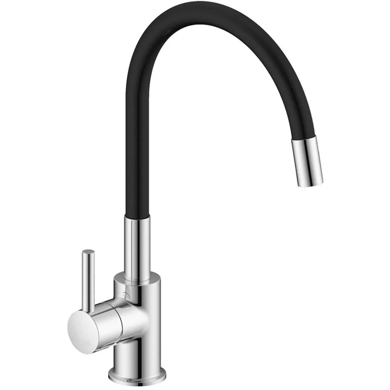 foto del prodotto inbagno miscelatore cucina lavello e lavanderia nero canna alta orientabile snodata snake