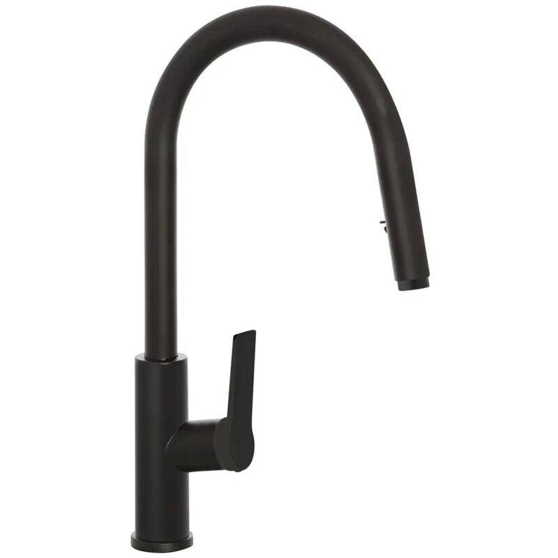 foto del prodotto inbagno miscelatore cucina nero in acciaio inox con doccetta estraibile kitchen