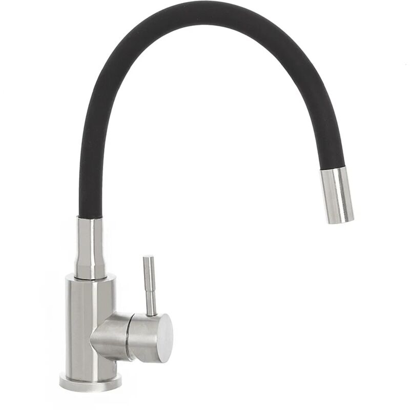 foto del prodotto inbagno miscelatore cucina spazzolato in acciaio inox con canna orientabile in silicone