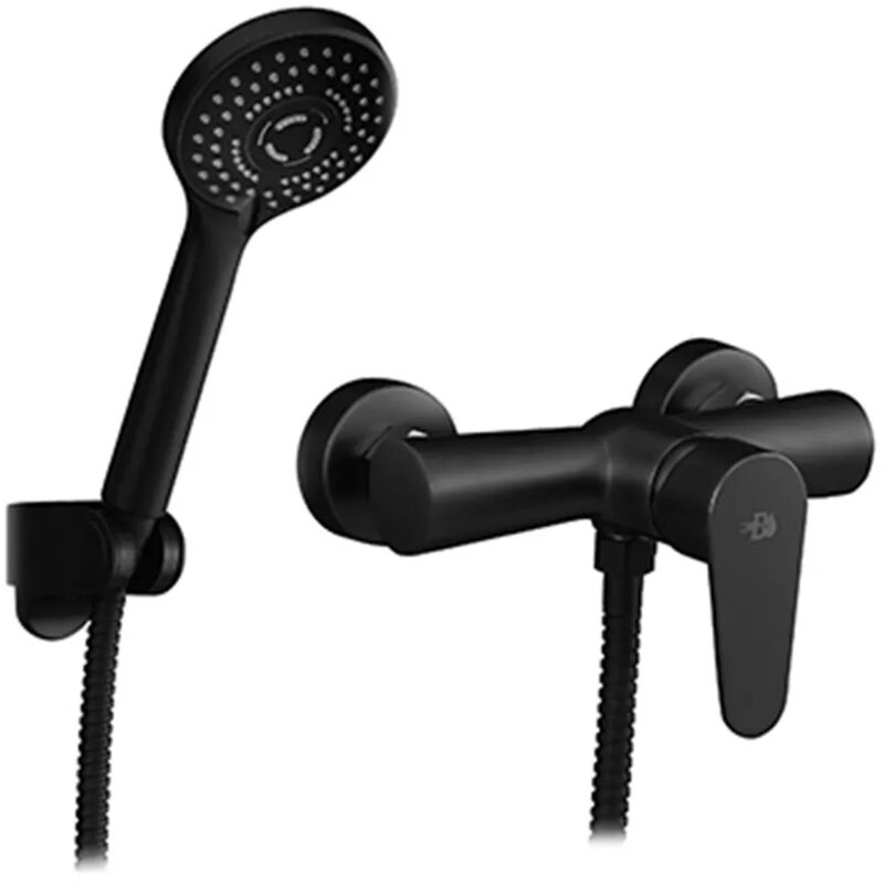 foto del prodotto inbagno miscelatore doccia esterno nero opaco con kit doccia lizzy