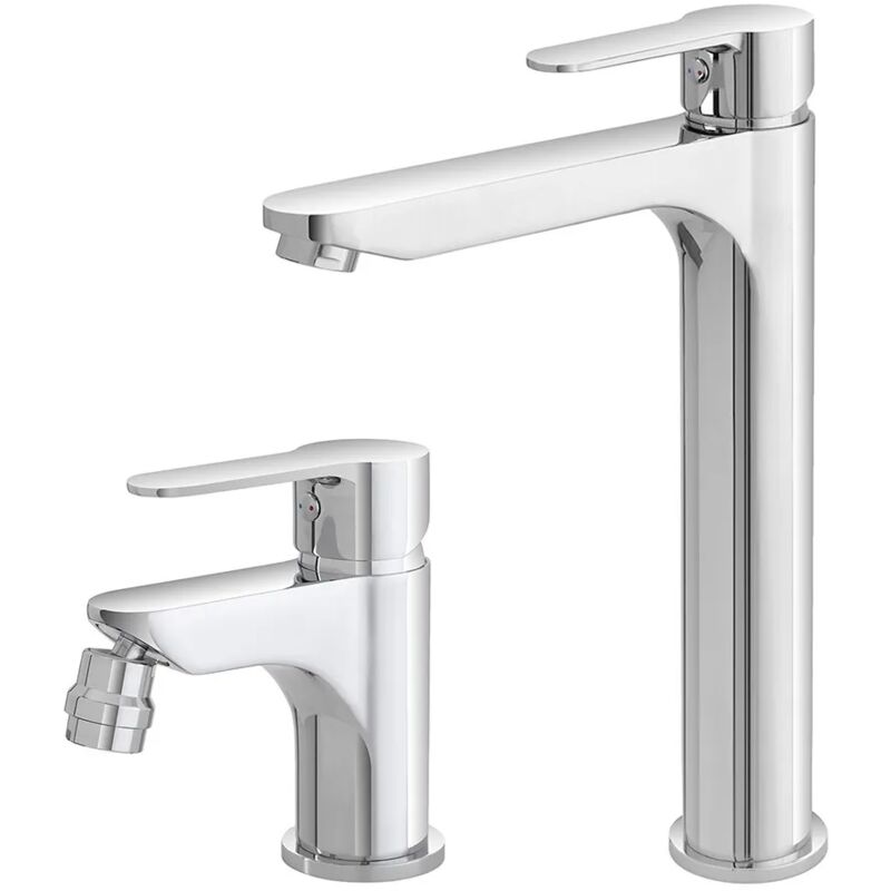 foto del prodotto inbagno miscelatore lavabo alto e bidet cromo con scarico click clack zoe