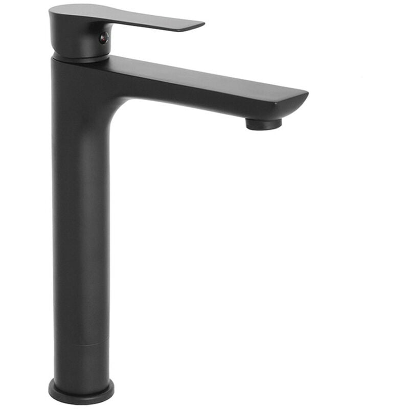 foto del prodotto inbagno miscelatore lavabo alto flat in ottone nero opaco con piletta inclusa