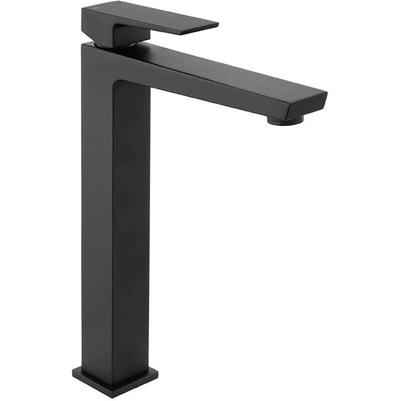 foto del prodotto inbagno miscelatore lavabo alto nero opaco con piletta clic clac kubo