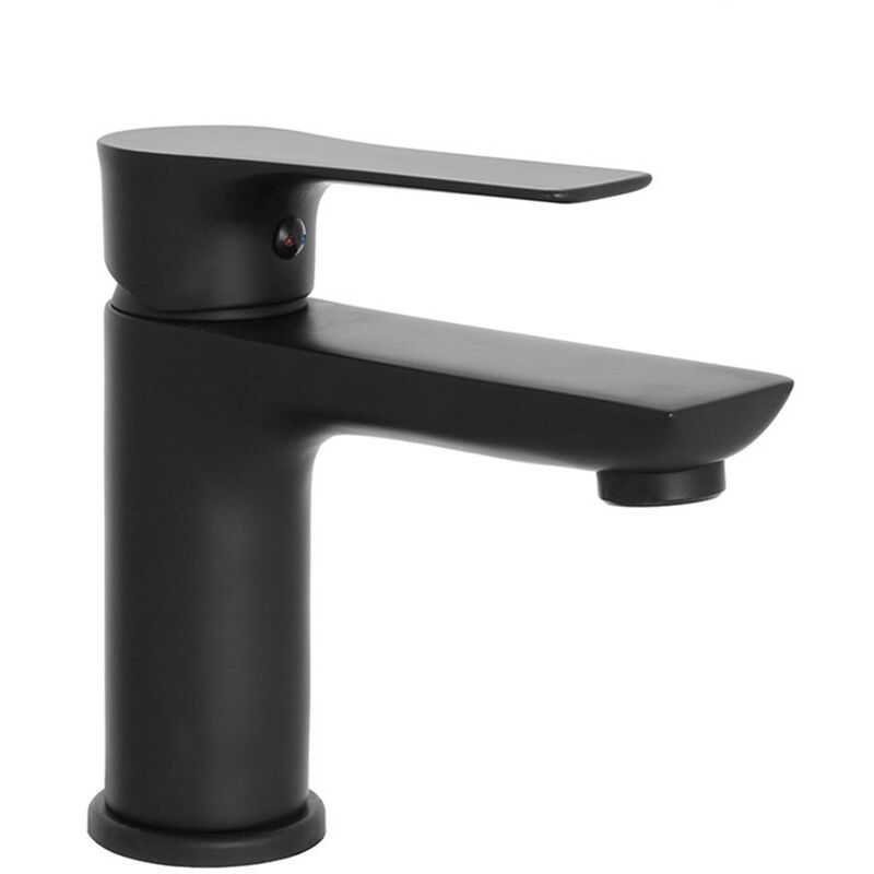foto del prodotto inbagno miscelatore lavabo flat in ottone nero opaco con piletta click clack