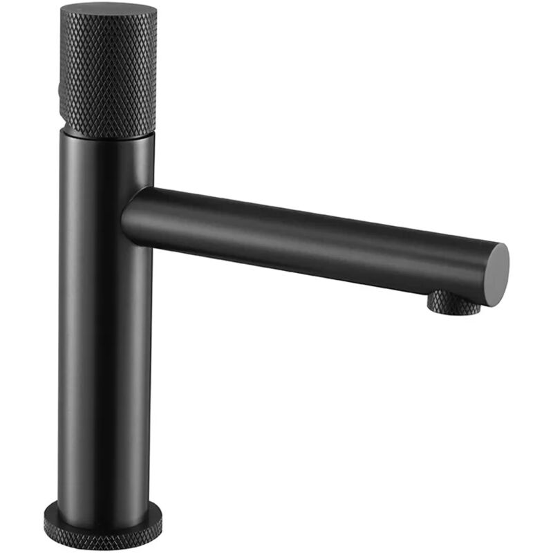 foto del prodotto inbagno miscelatore lavabo nero opaco con leva zigrinata in acciaio inox gemini