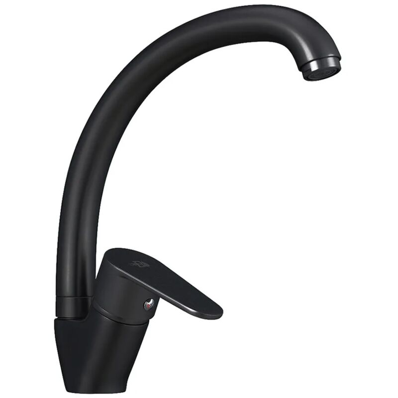 foto del prodotto inbagno miscelatore lavello nero opaco canna alta girevole lizzy in ottone