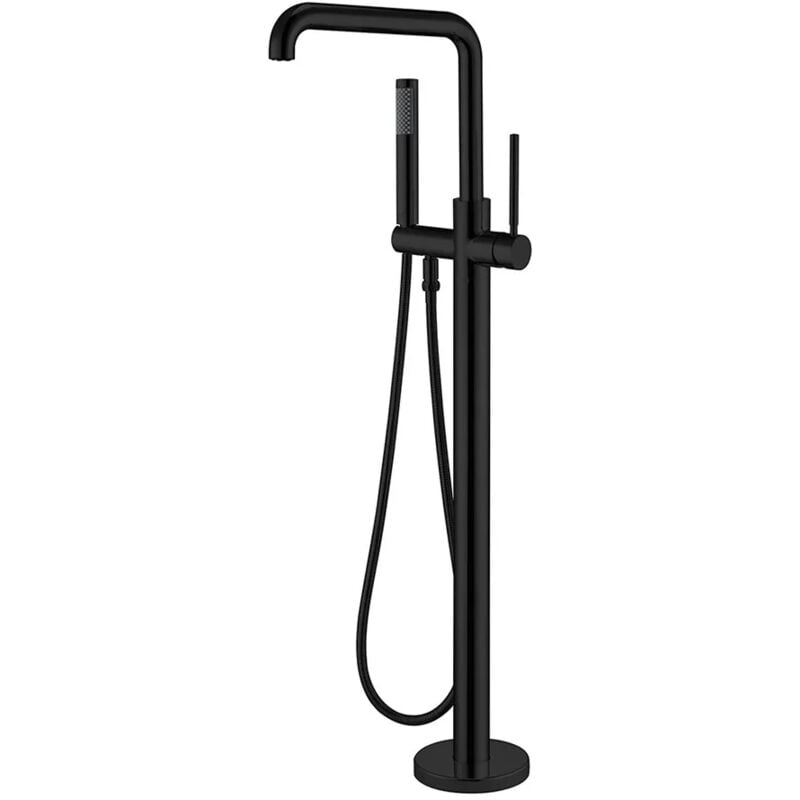 foto del prodotto inbagno miscelatore vasca freestanding a pavimento nero opaco tondo