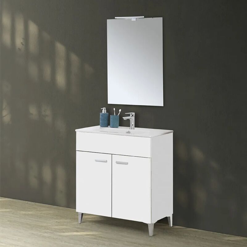 immagine 0 del prodotto inbagno mobile bagno a terra 80 bianco con lavabo e specchio led martha