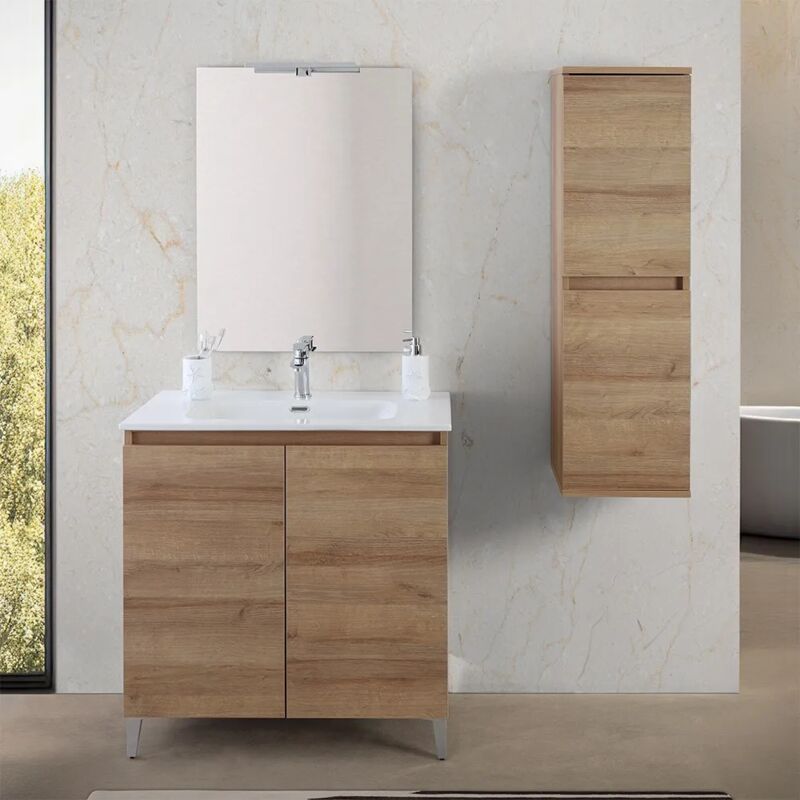 foto del prodotto inbagno mobile bagno a terra 80 cm rovere africa con 2 ante soft close kleo