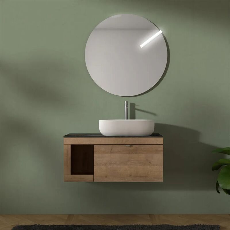 foto del prodotto inbagno mobile bagno portalavabo sospeso 80 cm miele con top portoro maya