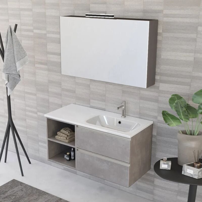 foto del prodotto inbagno mobile bagno sospeso 100 cm master grigio con cassetti soft close