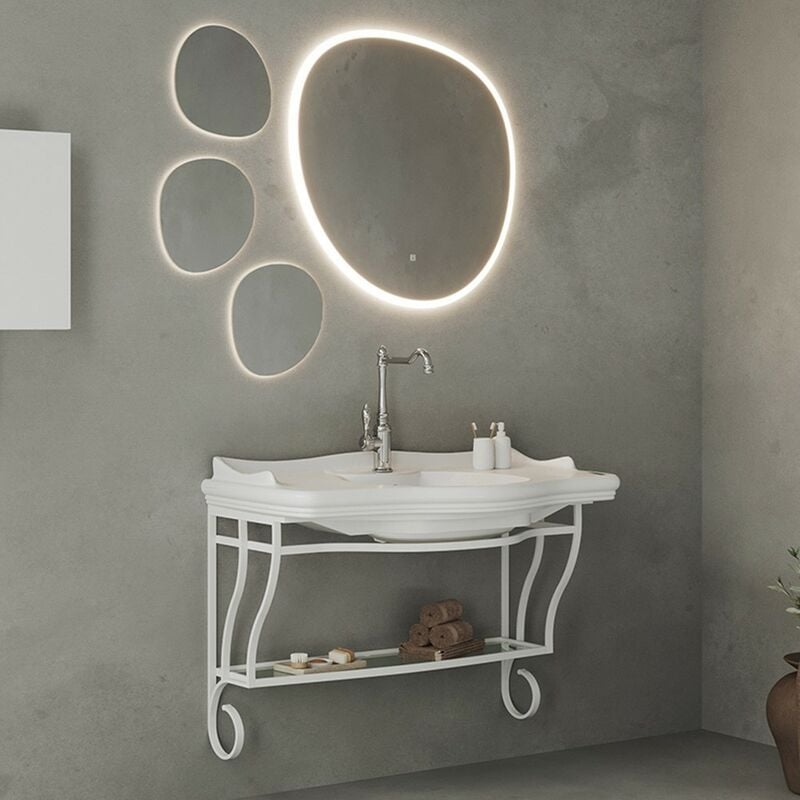 foto del prodotto inbagno mobile bagno sospeso 115 cm in metallo bianco con lavabo gardenia