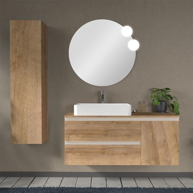 foto del prodotto inbagno mobile bagno sospeso 120 cm rovere miele con anta e cassetti master
