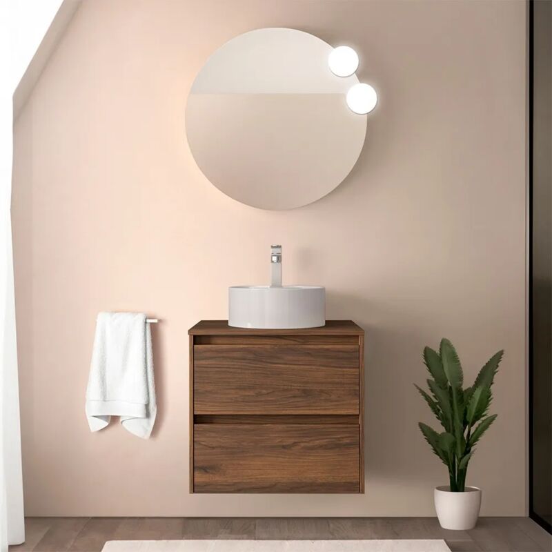 foto del prodotto inbagno mobile bagno sospeso 70 cm noce maya con top e specchio gaya