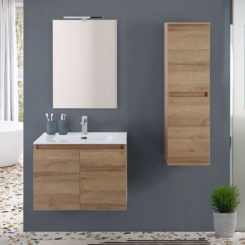 foto del prodotto inbagno mobile bagno sospeso 70 cm rovere africa con 2 ante soft close kleo