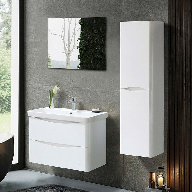foto del prodotto inbagno mobile bagno sospeso 80 cm bianco lucido con specchio reversibile zen