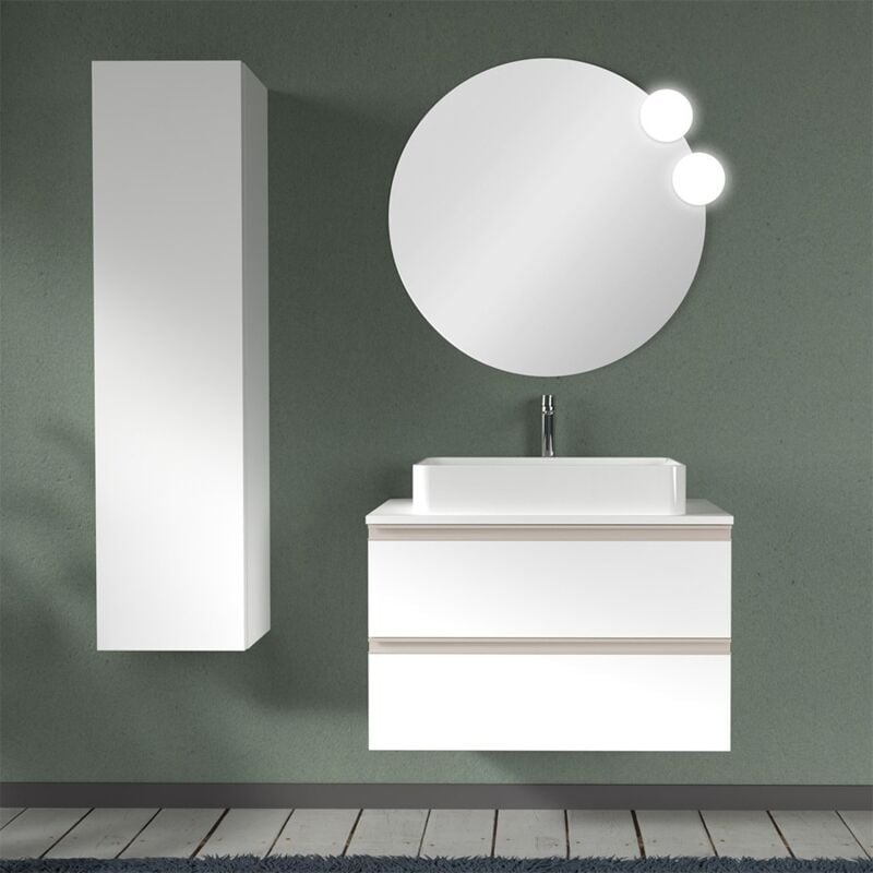 foto del prodotto inbagno mobile bagno sospeso 80 cm linea master bianco opaco con top e specchio