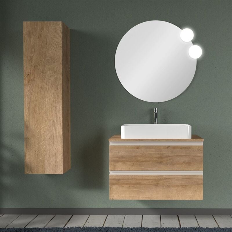 foto del prodotto inbagno mobile bagno sospeso 80 cm linea master rovere miele per lavabi da appoggio