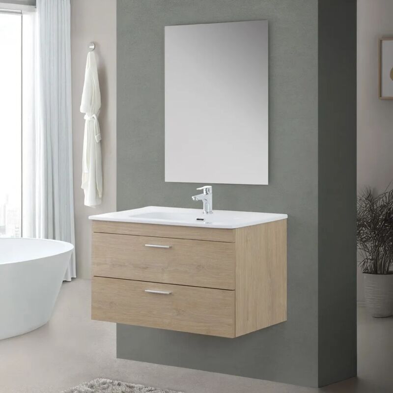 foto del prodotto inbagno mobile bagno sospeso 80 cm rovere dolomite con 2 cassettoni soft close desya