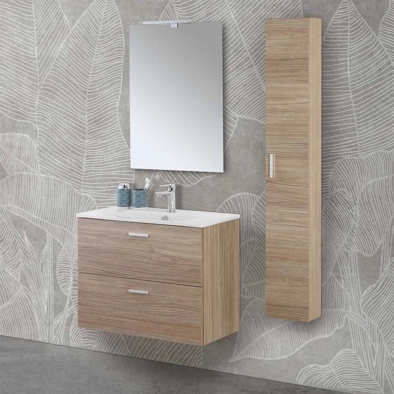 foto del prodotto inbagno mobile bagno sospeso 80 rovere tropea con pensile 150 lavabo e specchio martha