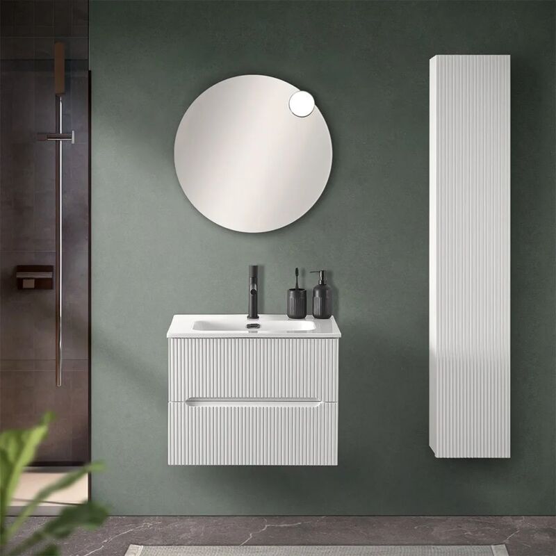 foto del prodotto inbagno mobile bagno sospeso cannettato 60 cm bianco opaco con lavabo bali