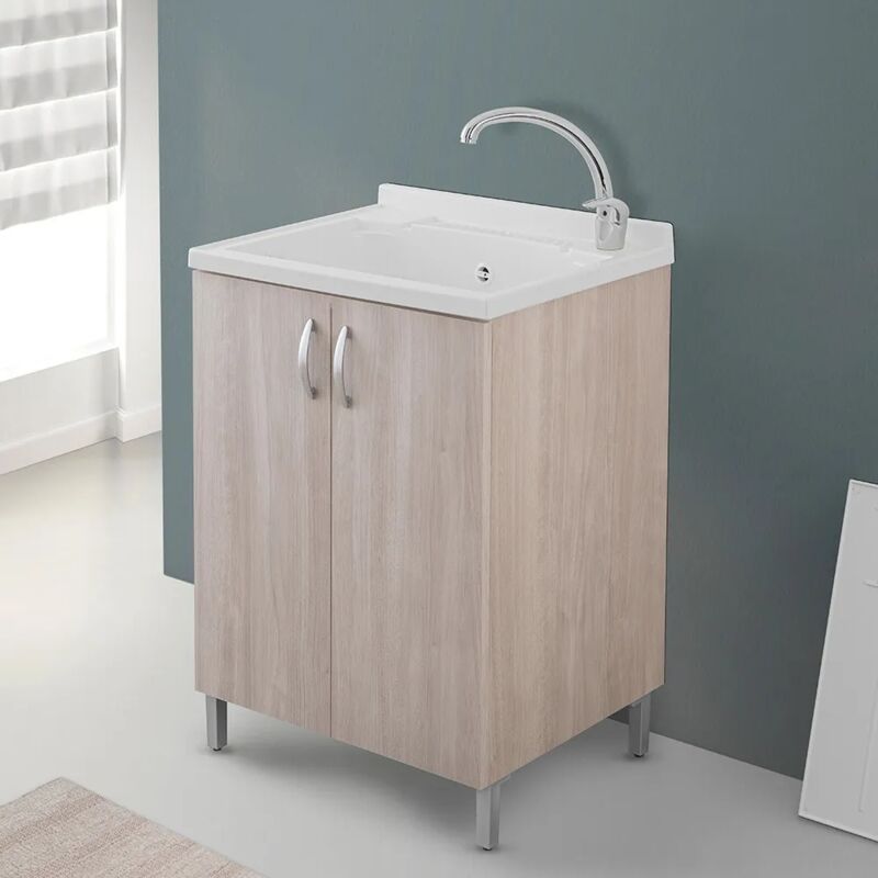foto del prodotto inbagno mobile lavanderia da interno 60 cm olmo con strofinatoio incluso