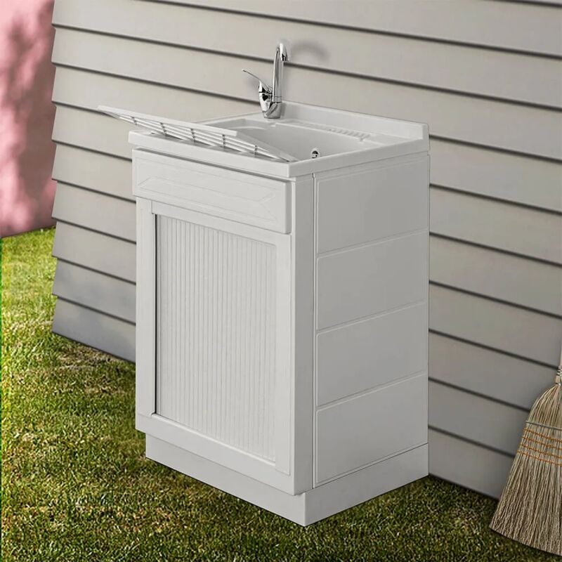 foto del prodotto inbagno mobile lavatoio 45x50 bianco con serranda vasca e asse lavapanni