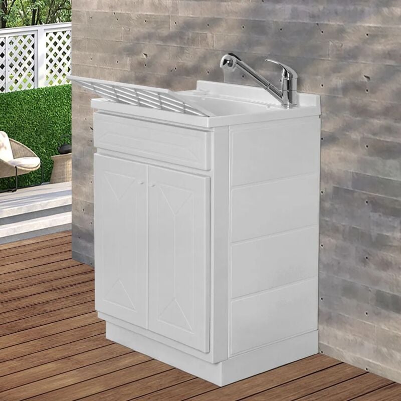 foto del prodotto inbagno mobile lavatoio 60x45 da esterno con vasca in resina e asse lavapanni