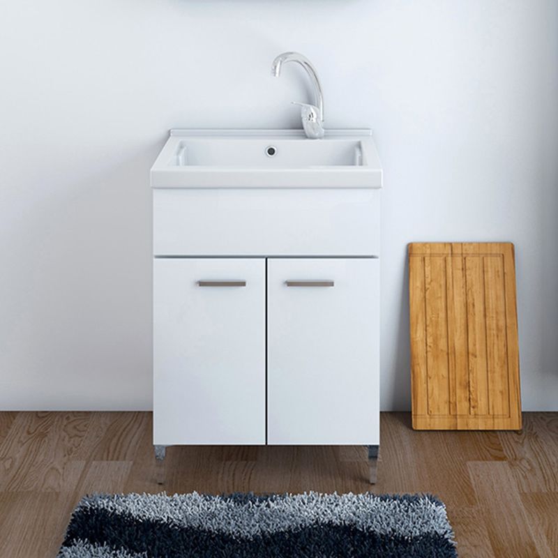 foto del prodotto inbagno mobile lavatoio 60x50 cm due ante con vasca in ceramica bianco lucido