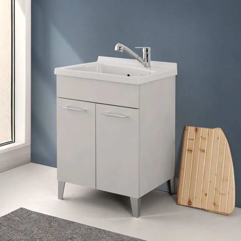 foto del prodotto inbagno mobile lavatoio 60x50 grigio calce moon con vasca in ceramica dolomite