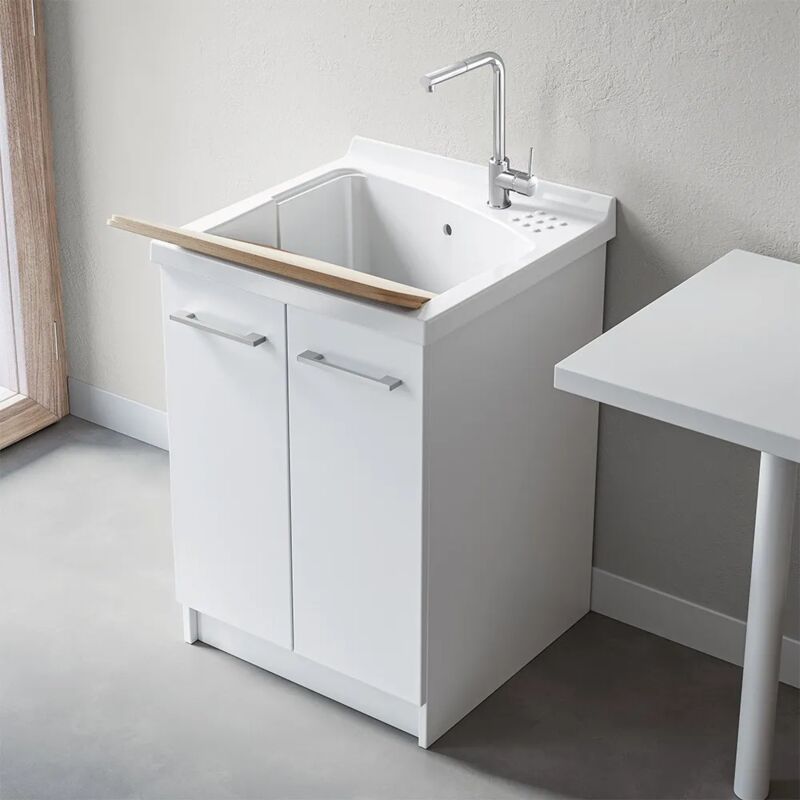 foto del prodotto inbagno mobile lavatoio 61x50 cm revine vasca in ceramica e asse in legno