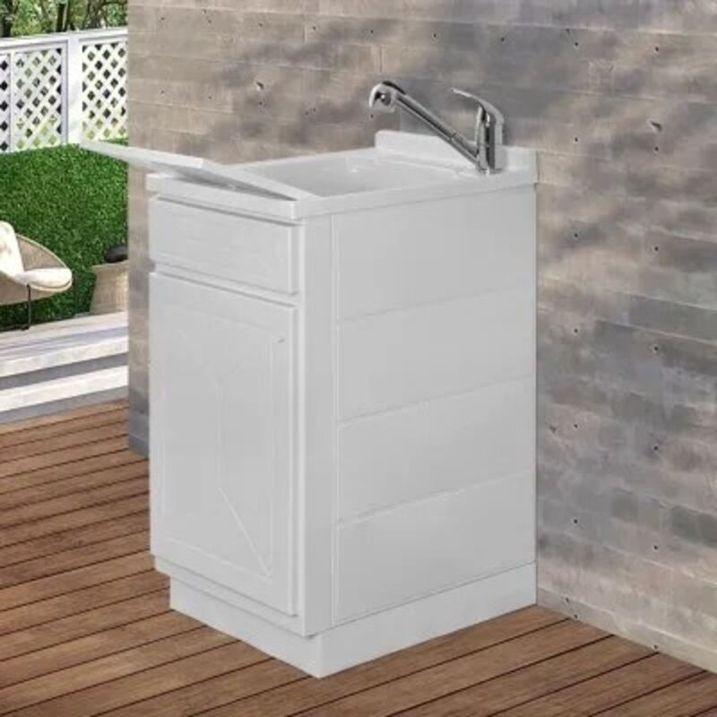 foto del prodotto inbagno mobile lavatoio in kit 45x60 cm con vasca in resina colore bianco
