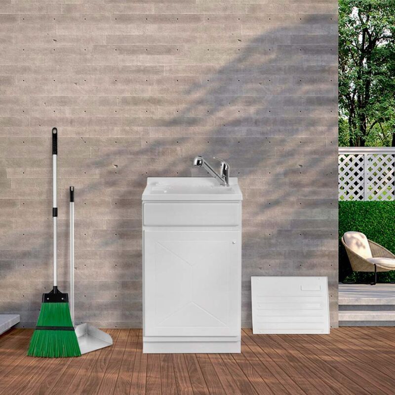 foto del prodotto inbagno mobile lavatoio in kit 50x50 cm con vasca in resina colore bianco