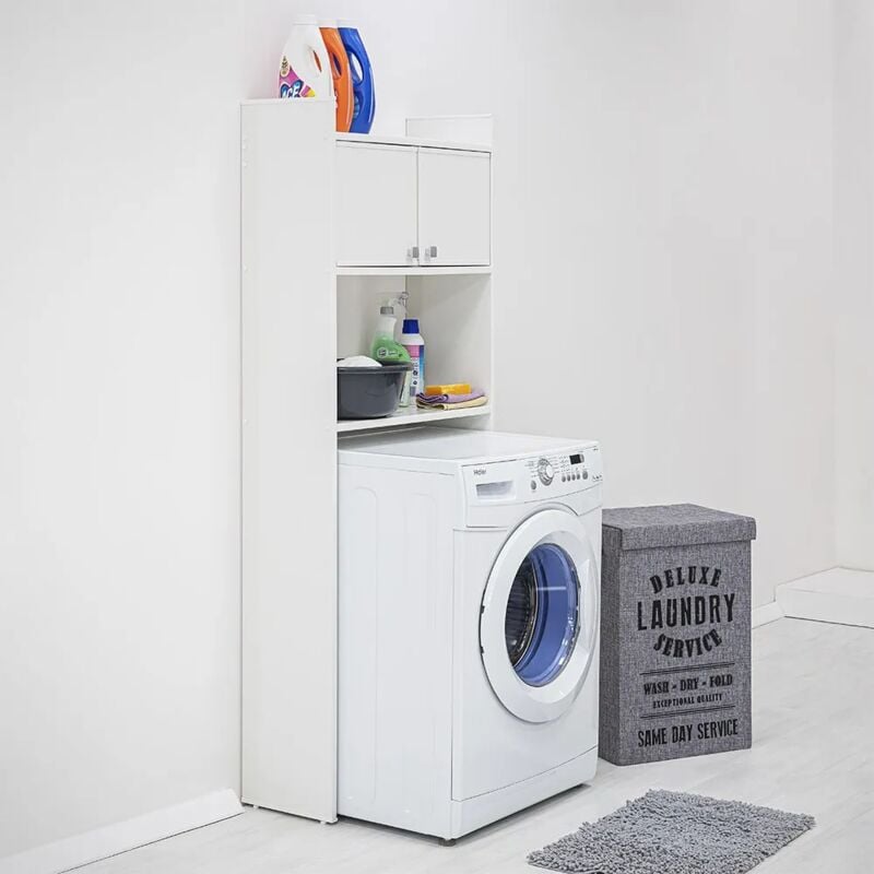 foto del prodotto inbagno mobile sopra lavatrice in pvc bianco in kit di montaggio