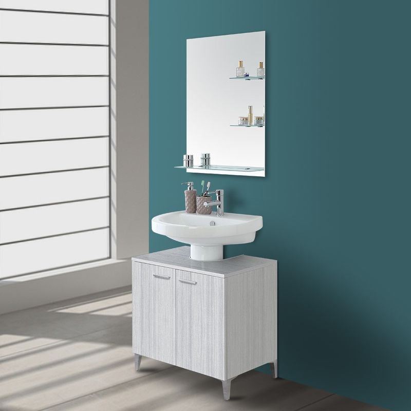foto del prodotto inbagno mobile sotto lavabo universale 70 cm grigio con 2 ante desya