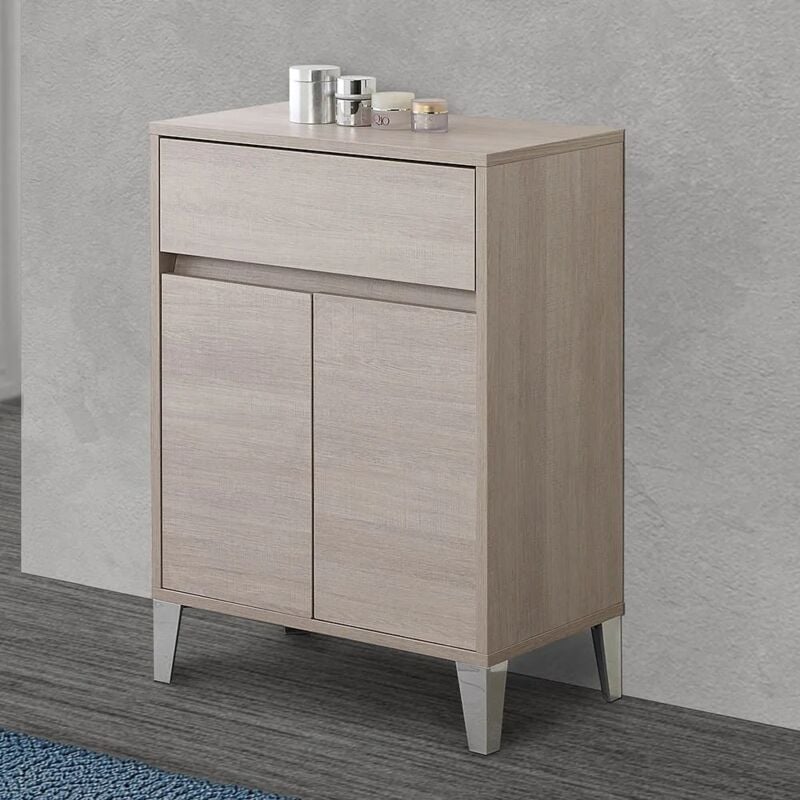 foto del prodotto inbagno mobiletto multiuso da 60 cm way 2 ante e un cassetto in rovere chiaro