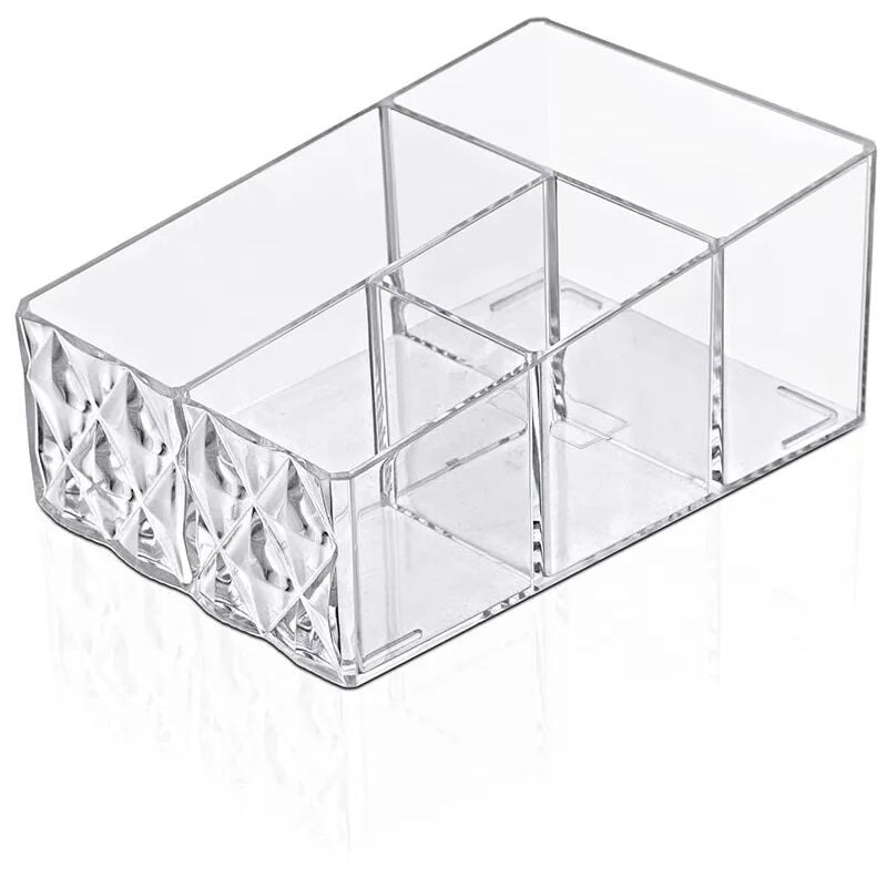 foto del prodotto inbagno organizer porta trucchi e cosmetici in plastica trasparente con 4 scomparti