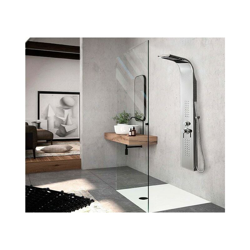 foto del prodotto inbagno pannello doccia idromassaggio in acciaio inox cromato con doccetta