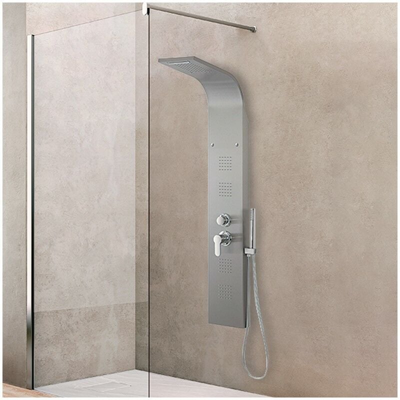 foto del prodotto inbagno pannello doccia idromassaggio in acciaio inox satinato con doccetta