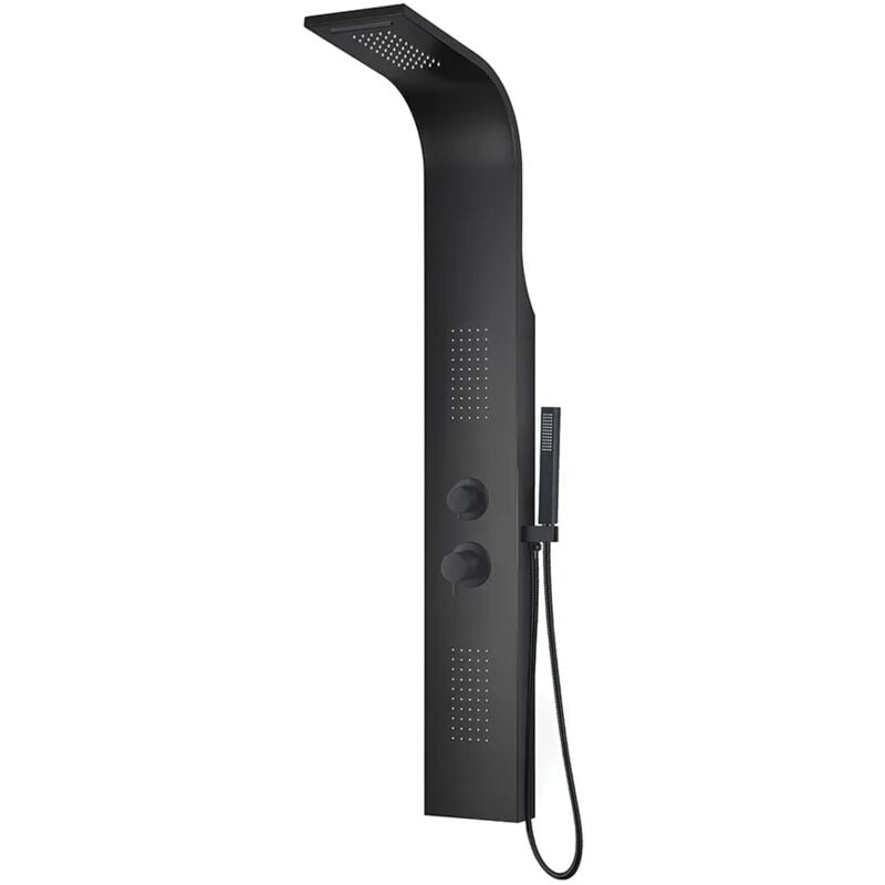 foto del prodotto inbagno pannello doccia idromassaggio in alluminio nero opaco con 4 getti