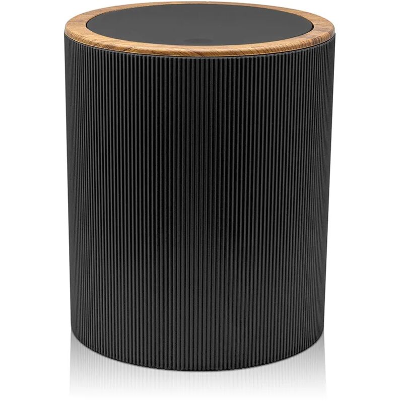 foto del prodotto inbagno pattumiera 5lt nero coperchio basculante dettagli effetto legno blob