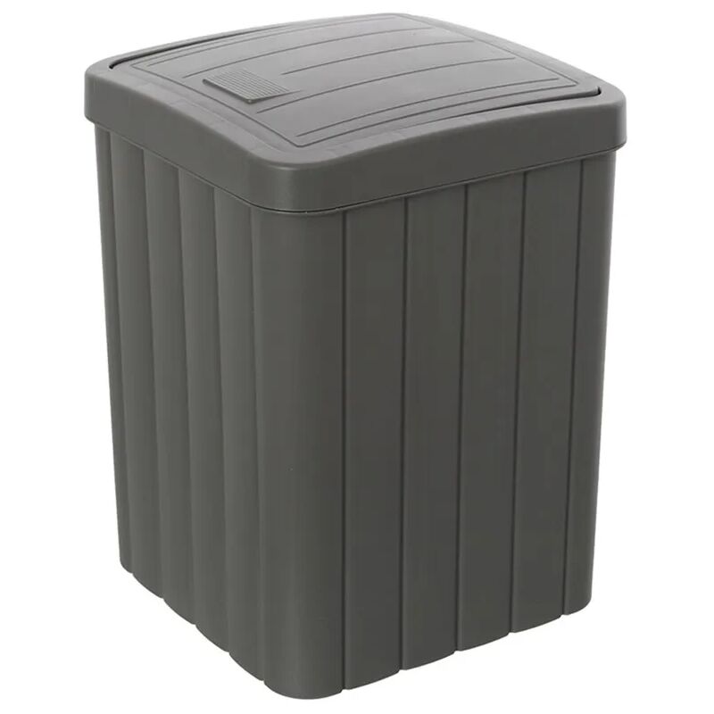 foto del prodotto inbagno pattumiera bagno antracite in plastica 10 lt con coperchio basculante buzz