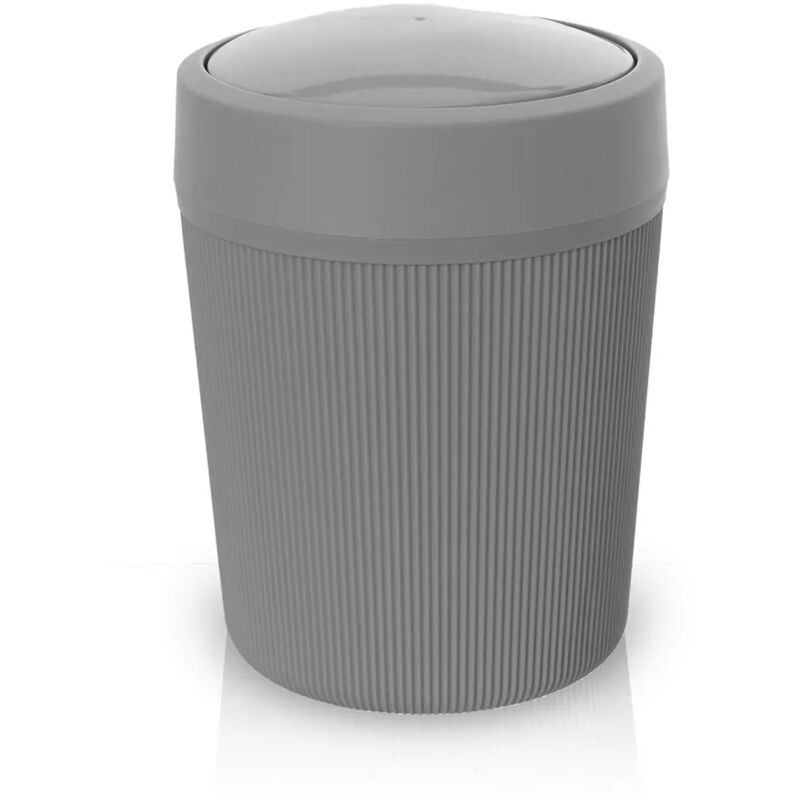 foto del prodotto inbagno pattumiera bagno grigio in plastica 4,2 lt con coperchio basculante ring