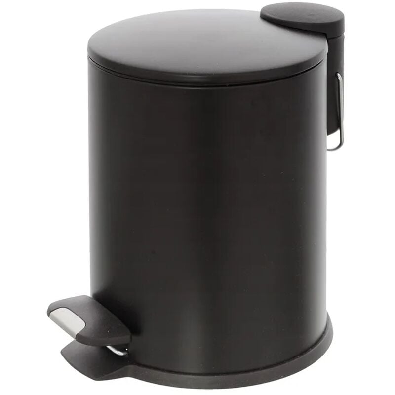 foto del prodotto inbagno pattumiera bagno in acciaio nero con pedale e coperchio slim 3 lt