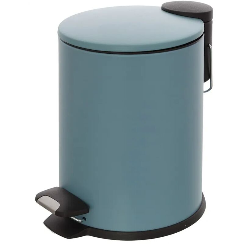foto del prodotto inbagno pattumiera bagno in acciaio turchese cobalto con pedale e coperchio slim 3 lt
